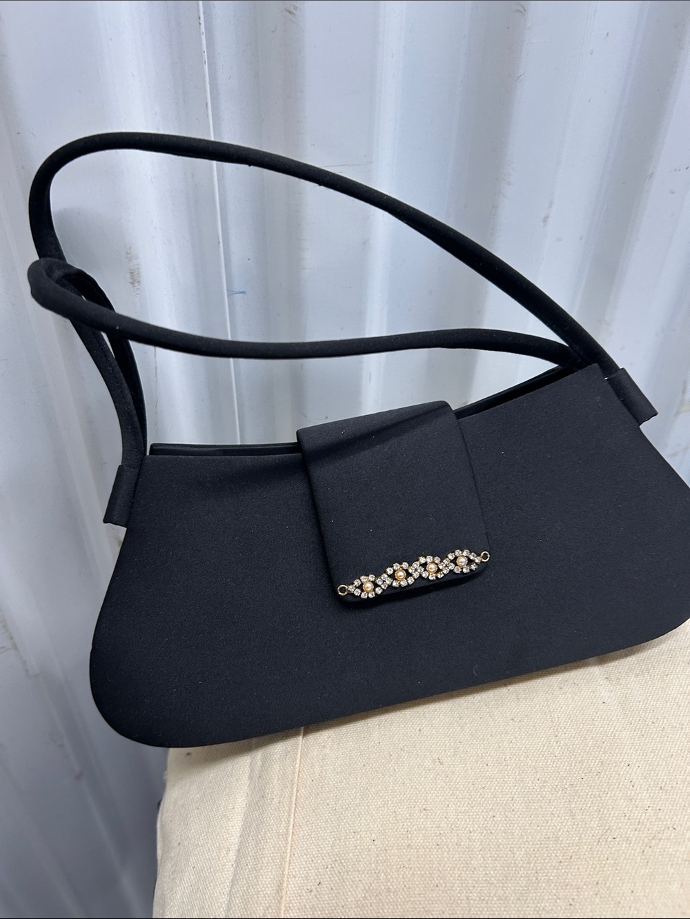 Black Embellished Evening Clutch Shoulder Bag